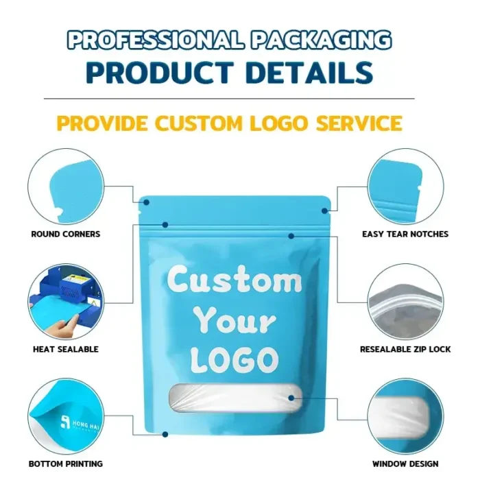 Custom Mylar Bags | Smell-Proof Resealable Pouches w/3.5Mil Barrier | Stand-Up Design + Bulk Deals - Image 2