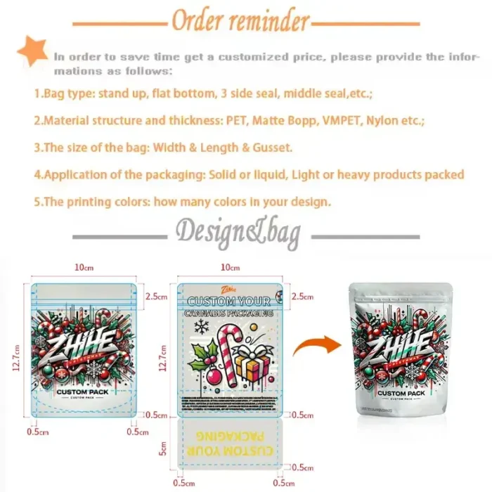 Custom Mylar Bags | Smell-Proof Resealable Pouches w/3.5Mil Barrier | Stand-Up Design + Bulk Deals - Image 4